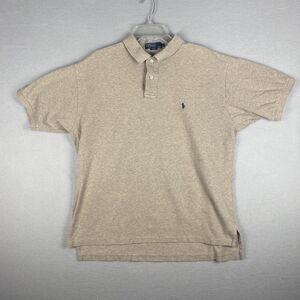 Polo Ralph Lauren Polo Shirt Mens XL Beige Pony Print Short Sleeve